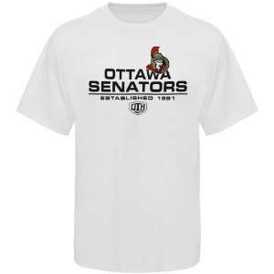 Old Time Hockey Ottawa Senators White Zeno T shirt: Sports 