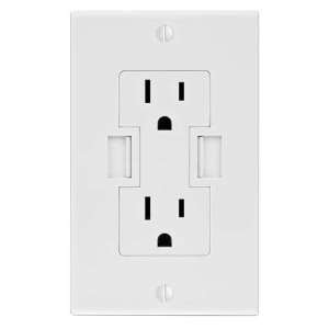   Technology Power2U AC Wall Outlet with USB Charging Ports Electronics