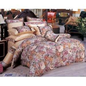 11 Piece All 100% Cotton Purple Floral Ultra Luxury Bedding Set in 