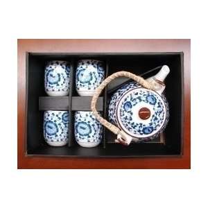 Chinese Style Blue Tea Set Grocery & Gourmet Food