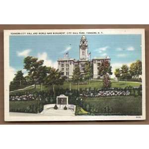  Postcard Yonkers City Hall And War Monument Yonkers New 