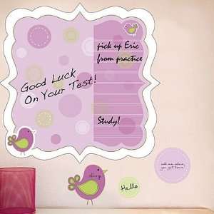  Vinyl Dry Erase Purple Bird & Polka Dot Memo Wall Stickers 