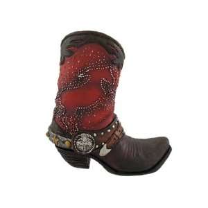   Red Cowboy Boot Coin Bank Studded Horse Outline: Home & Kitchen