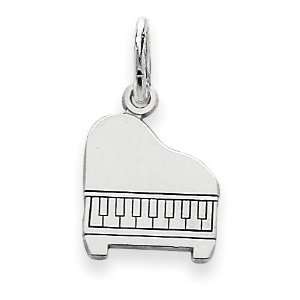  Grand Piano Charm in 14k White Gold: Jewelry