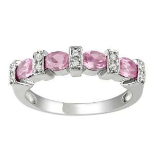  Sterling Silver 1 CT TGW Created Pink Sapphire 0.05 CT TDW 