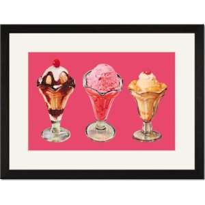    Black Framed/Matted Print 17x23, Three Sundaes