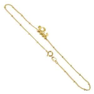 18 KT Gold Layered Heart Moon Star 3mm Charm 1mm Bead Chain Anklet 10 