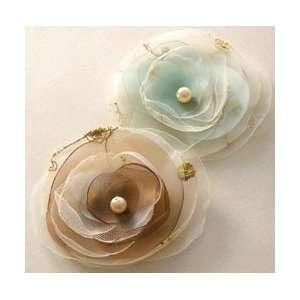   Fabric Flowers 2/Pkg 3X3 With Pearl Middles & Sparkle; 3 Items/Order