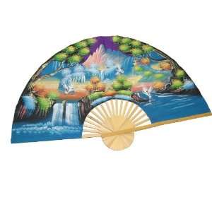  Hand Painted Fan J F 35 23 35 Home & Kitchen
