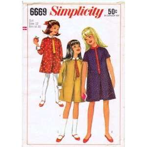  Simplicity 6669 Sewing Pattern Girls One Piece Dress Tie 