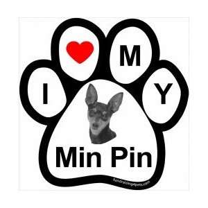  I Love My Breed Paw Magnet  Min Pin: Pet Supplies