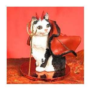    Black & White Manx Little Devil Cat Figurine: Home & Kitchen
