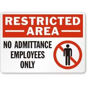   Employees Only (with graphic) Aluminum Sign, 10 x 7 Office Products