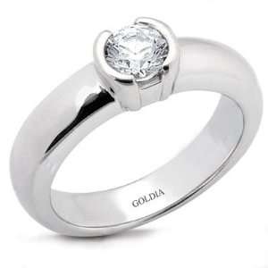  2.00 ct.Half Bezel Set Diamond Engagement Ring: Jewelry
