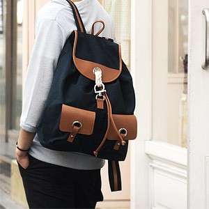New Canvas+PU Leather School backpack 1019  