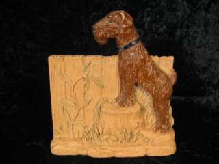 Vintage Syroco Terrier Dog Barber Comb & Brush Holder  