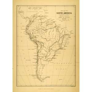   Route Map Brazil Argentina Peru   Original Engraving