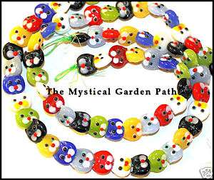 20 Multi Color Lampwork Glass Cat Face Beads Kitty Mix  