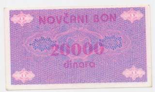 BOSNIA20 000 Din ND(1992) AU*P NL Handst. NOVI TRAVNIK  