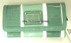   TATTLER SLIM Wallet Clutch Purse Green White Slg NWT Logo Authentic