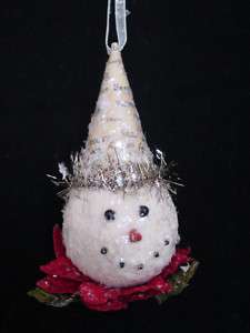 Party Hat Snowman Ornament Ragon House ~ NEW Poinsettia  