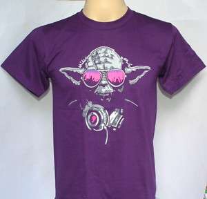 Funny Stars War Master Yoda DJ Mens T shirt Purple M  