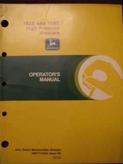 John Deere 10XE 15XE Pressure Washer Operator Manual H2  