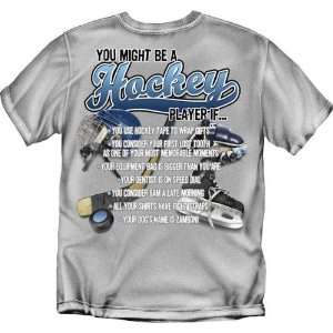  You Might Be A Hockey Player Youth Size T Shirt (Grey 