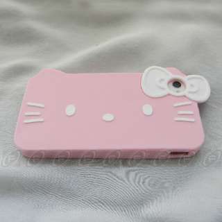 White Hello Kitty Silicone Soft Back Case Cover For iPhone 4S 4 4G 