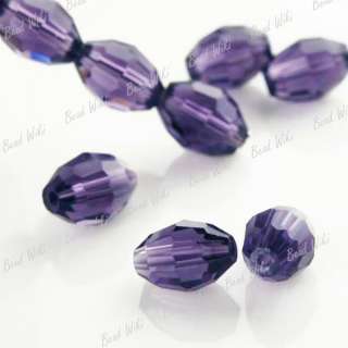 20pcs Purple Loose Faceted Cut Rice Crystal Glass Beads 12x8mm CR0168 