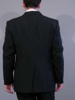 Vtg gangster 3pc suit pinstripe navy blue vest pants L  