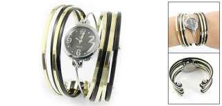 Lady Black Gold Tone Multi Layer Hoops Bracelet Watch  