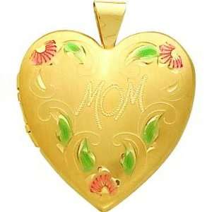  14K Gold Filled Flower 4 Frame Mom Heart Locket 31mm 