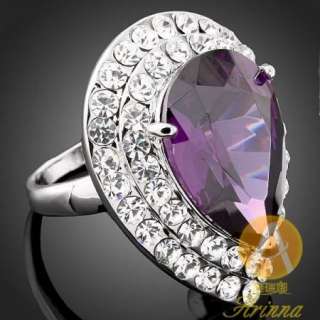 ARINNA Swarovski amethyst Crystal fashion finger Ring  
