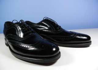 Original VTG FLORSHEIM wing tip black shoes NEW 10.5  