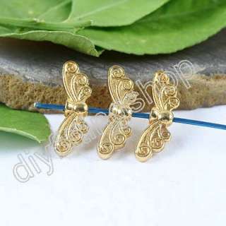 description35pcs gold tone Crafted Wing Beads Charms h0779