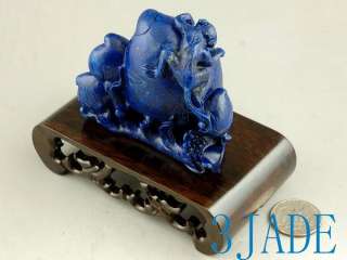Genuine Lapis Lazuli Carving/Sculpture: Monkey & Peach  