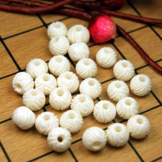 Cool 10mm X 8mm Carved Bone Round Beads 50 PCS (863011)  