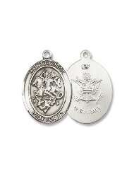 Sterling Silver St. George Military US Army Armed Forces Medal Pendant 