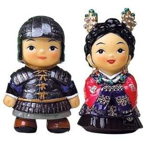  Silver J Korean dolls, general and his lady, handmade 