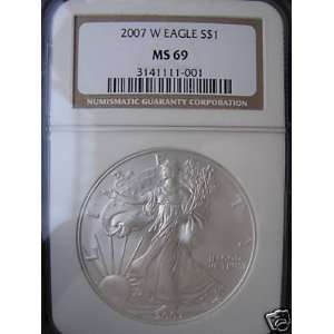    2007 NGC MS 69 American Eagle Silver Dollar 