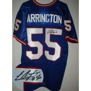  Lavar Arrington Autographed/Hand Signed Custom Blue Jersey 