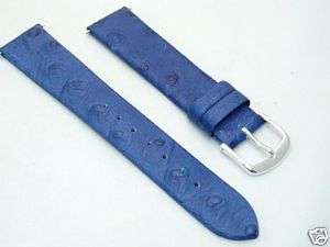 Fine Leather watch band strap Ostrich grain 18mm blue s  