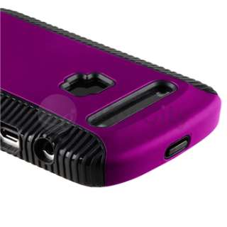 Black Purple Hybrid Hard Case Cover+3 Privacy LCD For BlackBerry Bold 