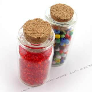 2x Mix Message Bottle With Seed Glass Bead 45mm 120302  