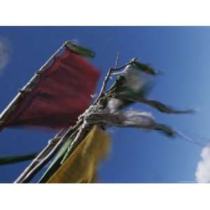  Prayer Flags are Ravaged by the Wind in the Nyele La Pass 