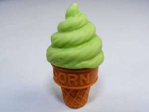 Iwako Erasers, Green Ice Cream Cone, Yummy Looking!  