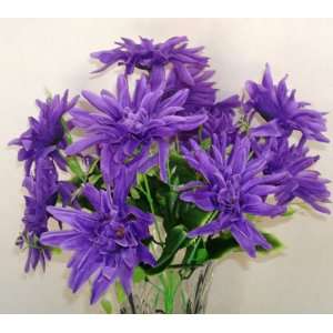  12 Purple Chrysanthemum Artificial Silk Flowers Bouquet 