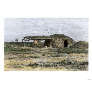  Barn Made of Sod on the Kansas Prairie Premium Poster 