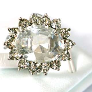 r7509 Size 9 Stylish Engagement White Sun Flower Gemstone 14K GP 